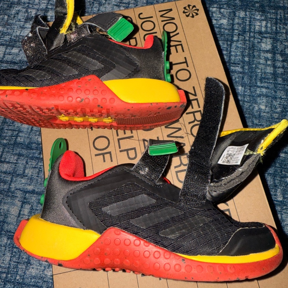 adidas Kids Shoes Bundle - Black and Orange with Dinosaur Print